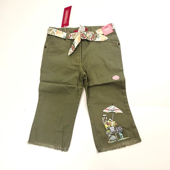 NWT Gymboree Girl Olive Green Capri Pant & Multi Stripe Tank Size 6 - Picture 2 of 7